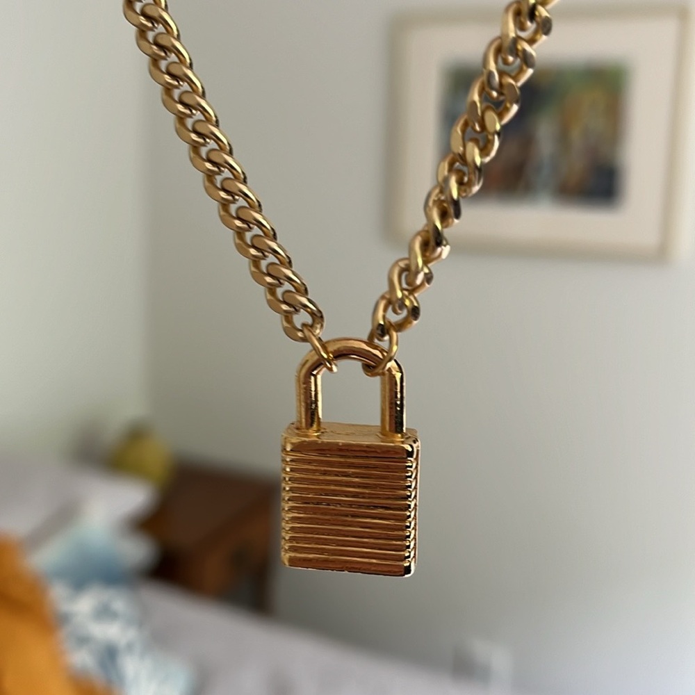 Electric Picks Gold Padlock Necklace